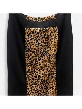 Adrienne Vittadini black and brown leopard print pencil skirt
